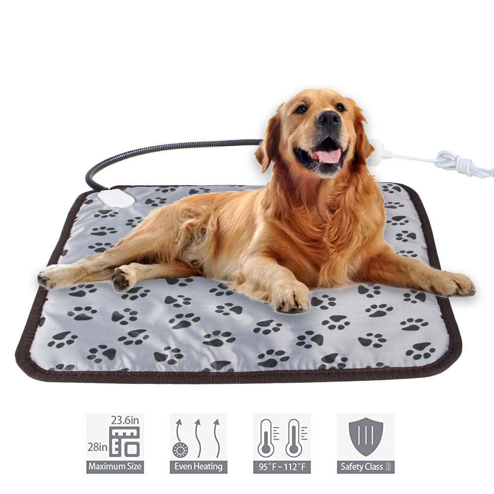 Huisdierverwarmingsmat voor hond en kat, verwarmingsmat voor binnen, elektrisch en waterdicht, verwarmd hondenmatras met kauwbestendig snoer, winterwarmer voor huisdierendekens