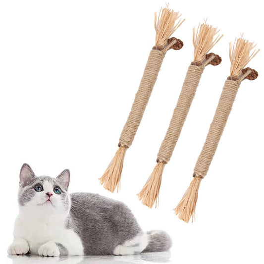 3-Pack Silvervine Sticks voor katten Kattenkauwspeeltje voor gebitsverzorging Eetbare kattenkauwsticks voor het reinigen van tanden Kattenspeelgoed voor binnenkatten