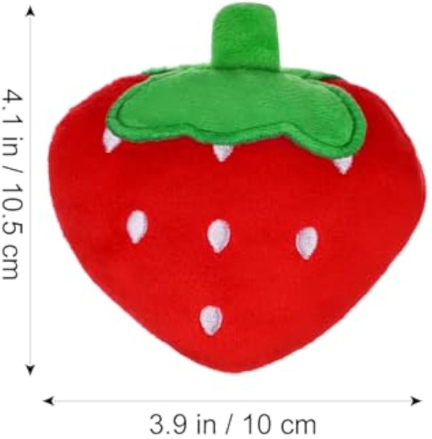 Dog Plush Squeaky Toys - Soft Strawberry Shape Interactive Puppy Chew Toy For Dogs Teething Playing  Chewing