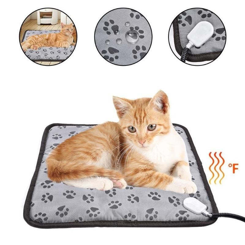 Huisdierverwarmingsmat voor hond en kat, verwarmingsmat voor binnen, elektrisch en waterdicht, verwarmd hondenmatras met kauwbestendig snoer, winterwarmer voor huisdierendekens