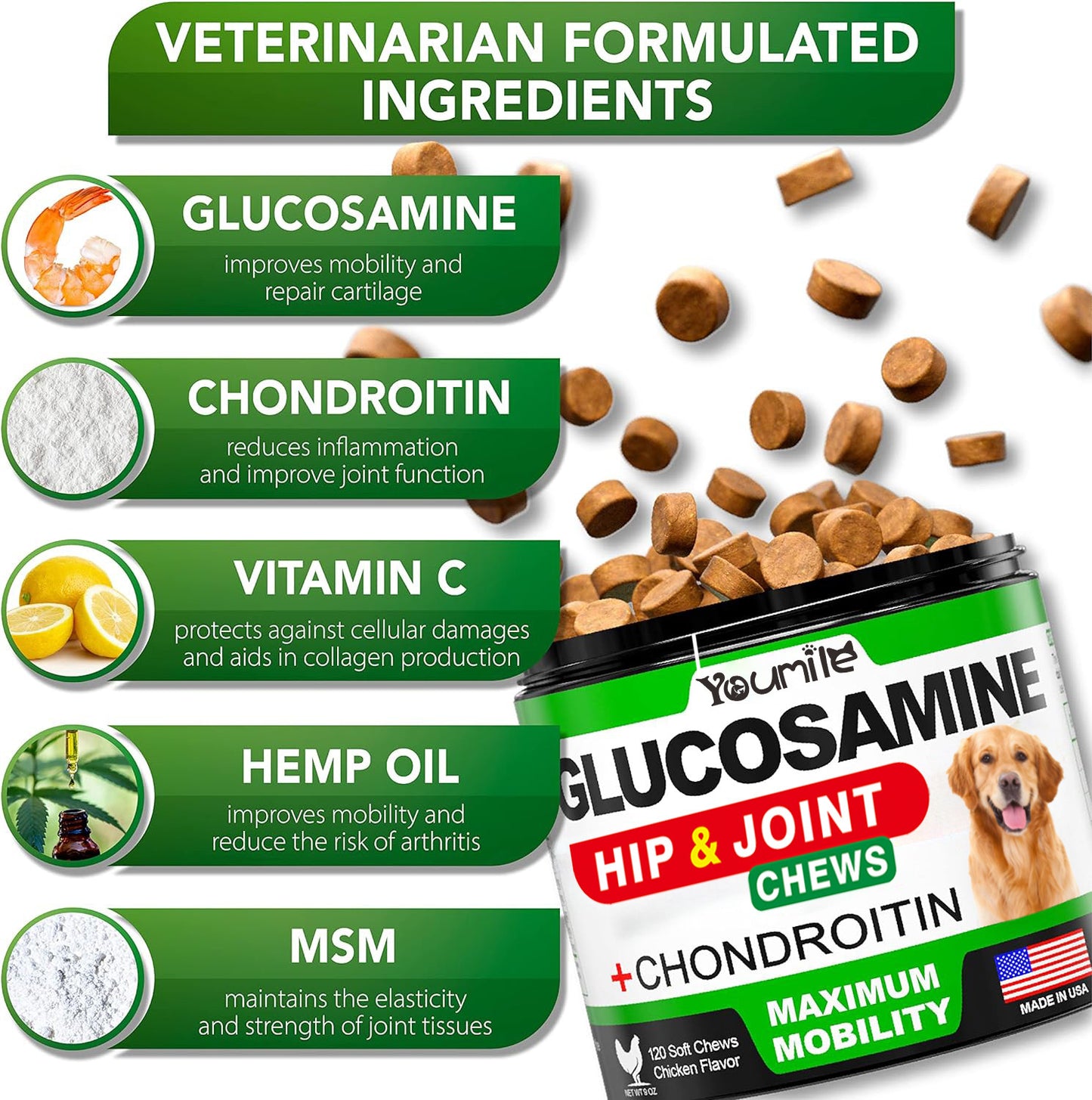 Supplement voor heupen en gewrichten van huisdieren, chondroïtine