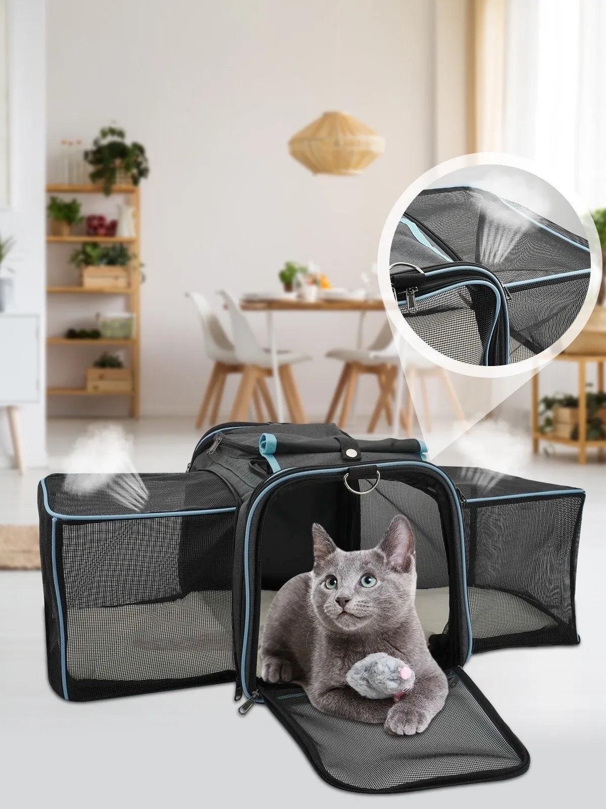 Huisdierkar, door luchtvaartmaatschappijen goedgekeurde katten- en hondenmand op wielen, uitbreidbare rollende huisdierenmand, hond- en kattenreiscamping
