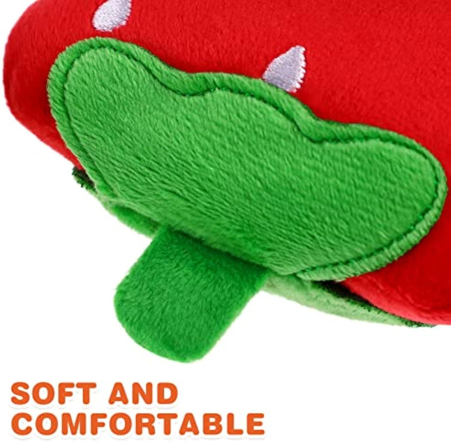 Dog Plush Squeaky Toys - Soft Strawberry Shape Interactive Puppy Chew Toy For Dogs Teething Playing  Chewing